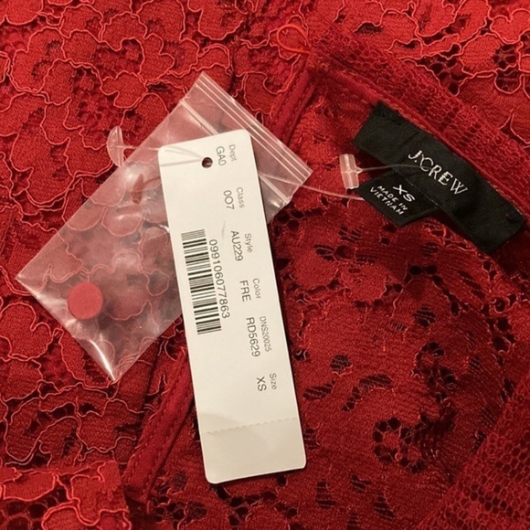 NWT J. Crew Cherry Red Lace Top with Tulle Ruffle XS $128 - Picture 7 of 11